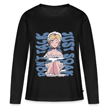 Onsen bain thermal, ne parle pas, trempe juste - T-shirt manches longues Premium bio Femme - noir - Devant - Julia (174cm)