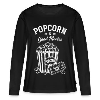 Billet de cinéma Popcorn et Good Movies - T-shirt manches longues Premium bio Femme - noir - Devant - Julia (174cm)