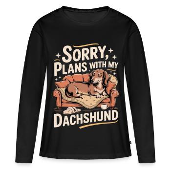 Dachshunds instead of plans - Women's Premium Organic Long Sleeve Shirt - black - Front - Julia (174cm)