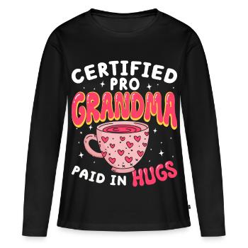 Grand-mère Grand-mère Professionnelle Certifiée - T-shirt manches longues Premium bio Femme - noir - Devant - Julia (174cm)