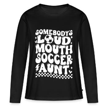 La tante de foot bruyante de quelqu’un - T-shirt manches longues Premium bio Femme - noir - Devant - Julia (174cm)