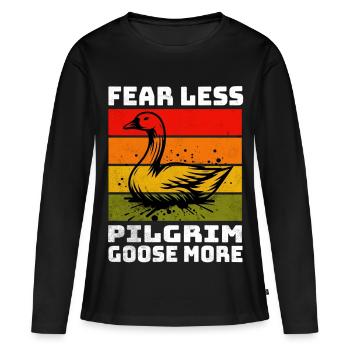 Pèlerins Oies Pèlerins Gans - T-shirt manches longues Premium bio Femme - noir - Devant - Julia (174cm)