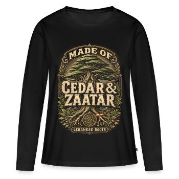 Cèdre et Zaatar libanais - T-shirt manches longues Premium bio Femme - noir - Devant - Julia (174cm)