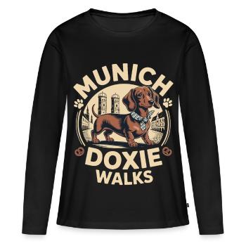 Promenade de la Doxie de Munich - T-shirt manches longues Premium bio Femme - noir - Devant - Julia (174cm)