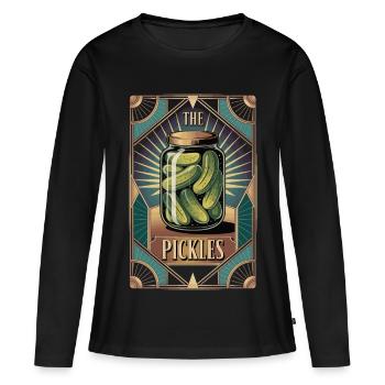 T-shirt concombre style tarot pour les amateurs de concombre - T-shirt manches longues Premium bio Femme - noir - Devant - Julia (174cm)