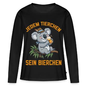 Jedem Tierchen sein Bierchen Koala Bär trinkt Bier - Frauen Premium Bio Langarmshirt - Schwarz - Vorne - Julia (174cm)