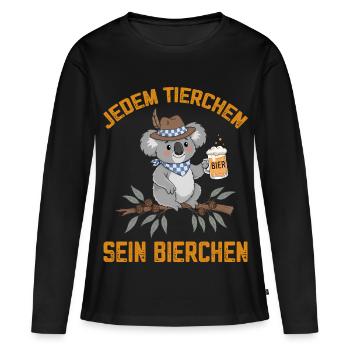 Jedem Tierchen sein Bierchen Koala Bär trinkt Bier - Frauen Premium Bio Langarmshirt - Schwarz - Vorne - Julia (174cm)