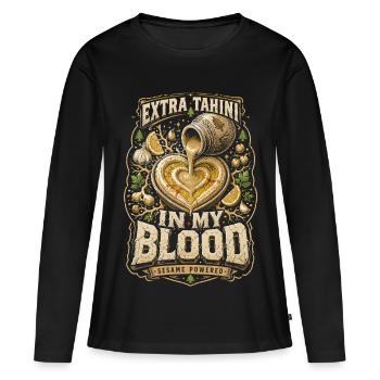 Liban Libanais Extra Tahini - T-shirt manches longues Premium bio Femme - noir - Devant - Julia (174cm)