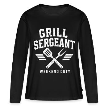 Grill Sergeant BBQ Shirt - Frauen Premium Bio Langarmshirt - Schwarz - Vorne - Julia (174cm)