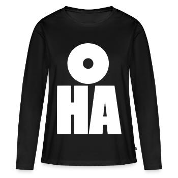 Oha! Fette minimalistische Typografie - Frauen Premium Bio Langarmshirt - Schwarz - Vorne - Julia (174cm)