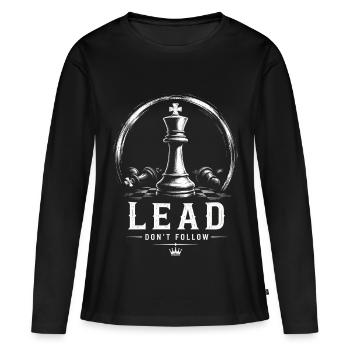 Le motif des échecs ne suit pas le plomb - T-shirt manches longues Premium bio Femme - noir - Devant - Julia (174cm)