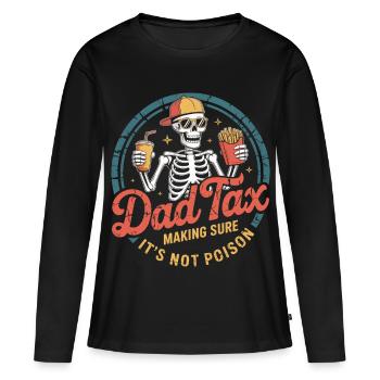 Papa Steuer-Skelett-Snackabend - Frauen Premium Bio Langarmshirt - Schwarz - Vorne - Julia (174cm)