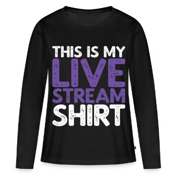 Voici mon t-shirt de livestream - T-shirt manches longues Premium bio Femme - noir - Devant - Julia (174cm)