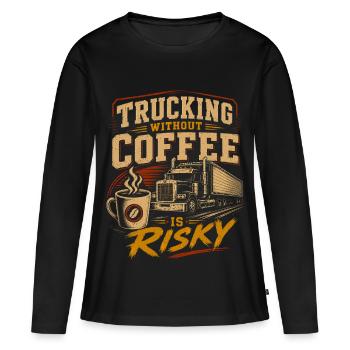 Transports de camions Logistique - T-shirt manches longues Premium bio Femme - noir - Devant - Julia (174cm)