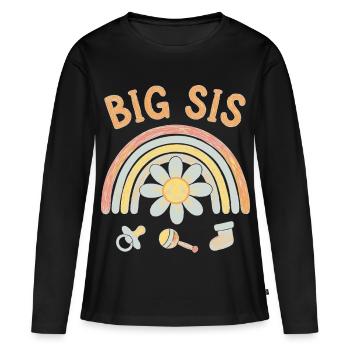 Révélation du sexe de l’équipe de la grande sœur pour la baby shower de grande sœur - T-shirt manches longues Premium bio Femme - noir - Devant - Julia (174cm)
