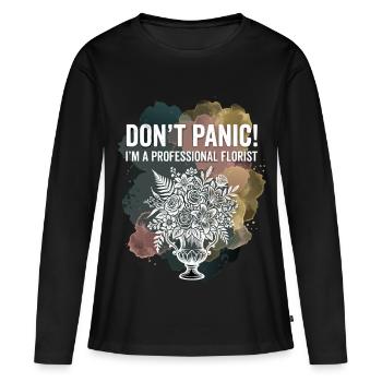 Floristin Keine Panik Blumen - Frauen Premium Bio Langarmshirt - Schwarz - Vorne - Julia (174cm)