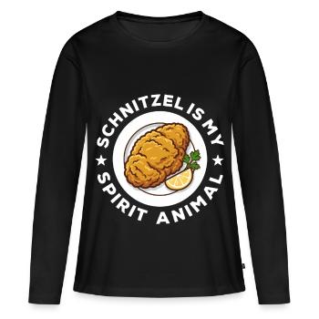 Le schnitzel est mon Animal Esprit - T-shirt manches longues Premium bio Femme - noir - Devant - Julia (174cm)