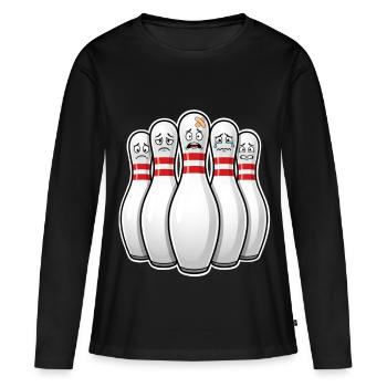 Kegeln Bowling Pins - Frauen Premium Bio Langarmshirt - Schwarz - Vorne - Julia (174cm)