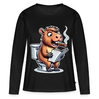 Journal des toilettes de Capybara - T-shirt manches longues Premium bio Femme - noir - Devant - Julia (174cm)
