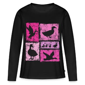 Silhouettes vintage Ducks pour femmes et filles - T-shirt manches longues Premium bio Femme - noir - Devant - Julia (174cm)