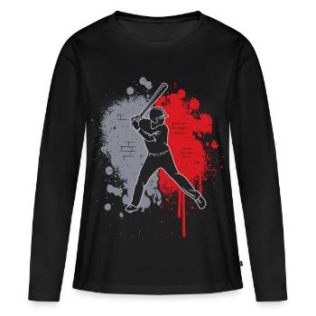 Joueur de baseball Joueur de baseball Joueur de baseball splash - T-shirt manches longues Premium bio Femme - noir - Devant - Julia (174cm)
