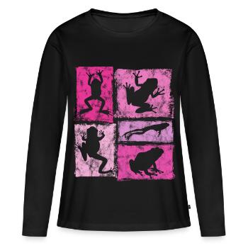 Retro frog graphic for women and girls - Women's Premium Organic Long Sleeve Shirt - black - Front - Julia (174cm)