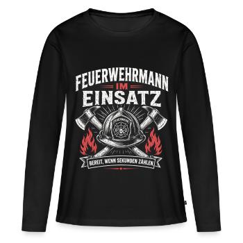 Feuerwehrmann im Einsatz Shirt - Frauen Premium Bio Langarmshirt - Schwarz - Vorne - Julia (174cm)
