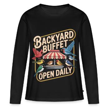 Backyard Buffet Birds - Women's Premium Organic Long Sleeve Shirt - black - Front - Julia (174cm)