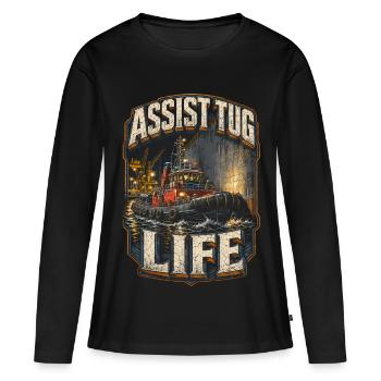 Remorqueurs Assistance Remorqueur Vie - T-shirt manches longues Premium bio Femme - noir - Devant - Julia (174cm)