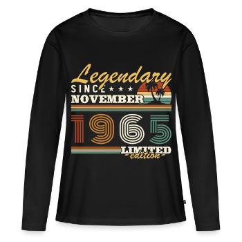 Novembre 1965 Vintage Anniversaire Rétro - T-shirt manches longues Premium bio Femme - noir - Devant - Julia (174cm)