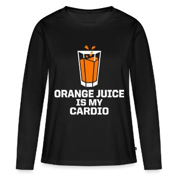 Cardio au jus d’orange - T-shirt manches longues Premium bio Femme - noir - Devant - Julia (174cm)