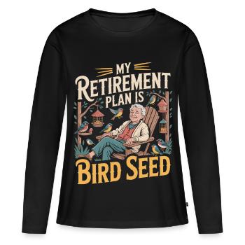 Oiseaux pour le plan de retraite - T-shirt manches longues Premium bio Femme - noir - Devant - Julia (174cm)