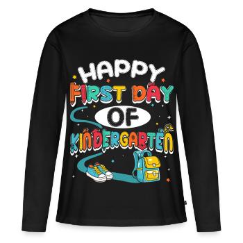 Joyeux premier jour des enfants de maternelle - T-shirt manches longues Premium bio Femme - noir - Devant - Julia (174cm)