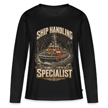 Remorqueurs Spécialiste de la manutention des remorqueurs - T-shirt manches longues Premium bio Femme - noir - Devant - Julia (174cm)