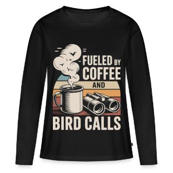 Énergie du café et chant d’oiseau - T-shirt manches longues Premium bio Femme - noir - Devant - Julia (174cm)