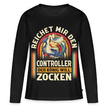 Gaming - Frauen Premium Bio Langarmshirt - Schwarz - Vorne - Julia (174cm)
