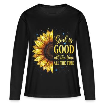 Dieu est bon tout le temps chrétien - T-shirt manches longues Premium bio Femme - noir - Devant - Julia (174cm)