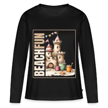 Sandburg Beach Fun Design für Strand & Urlaub - Frauen Premium Bio Langarmshirt - Schwarz - Vorne - Julia (174cm)