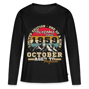 Octobre 1959 Vintage Rétro Cadeau D'anniversaire - T-shirt manches longues Premium bio Femme - noir - Devant - Julia (174cm)