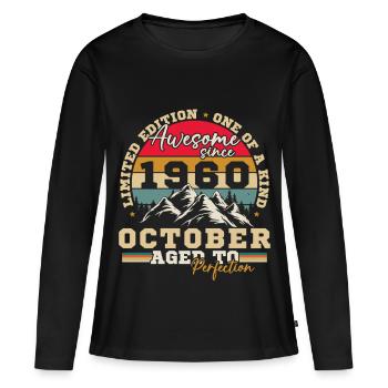 Octobre 1960 Vintage Rétro Cadeau D'anniversaire - T-shirt manches longues Premium bio Femme - noir - Devant - Julia (174cm)