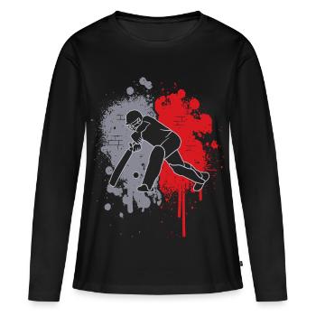 Cricket Splash of Color Joueur masculin de cricket masculin - T-shirt manches longues Premium bio Femme - noir - Devant - Julia (174cm)