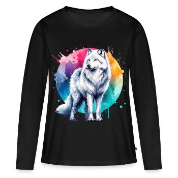 Cadeau loup arctique - T-shirt manches longues Premium bio Femme - noir - Devant - Julia (174cm)
