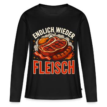 Endlich Wieder Fleisch Grillen BBQ Steak Wurst - Frauen Premium Bio Langarmshirt - Schwarz - Vorne - Julia (174cm)