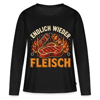 Endlich Wieder Fleisch Grillen Steak BBQ - Frauen Premium Bio Langarmshirt - Schwarz - Vorne - Julia (174cm)