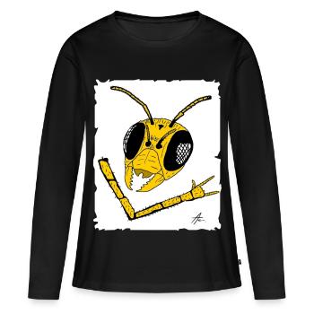 Wasp Streetwear-Grafik - Frauen Premium Bio Langarmshirt - Schwarz - Vorne - Julia (174cm)