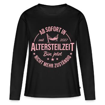 Frührente 2027 Ab sofort in Altersteilzeit - Frauen Premium Bio Langarmshirt - Schwarz - Vorne - Julia (174cm)