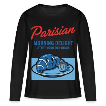 Petit-déjeuner Parisien Morning Delight Commence ta journée - T-shirt manches longues Premium bio Femme - noir - Devant - Julia (174cm)