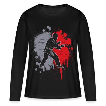 Judoka Judoka Splash of Color Hommes Garçons Arts martiaux - T-shirt manches longues Premium bio Femme - noir - Devant - Julia (174cm)