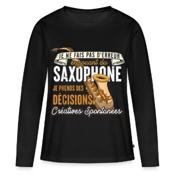 Saxophone Créatif: Décisions Spontanées - T-shirt manches longues Premium bio Femme - noir - Devant - Julia (174cm)
