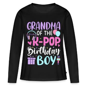Grandma of The K-Pop Birthday Boy - Frauen Premium Bio Langarmshirt - Schwarz - Vorne - Julia (174cm)